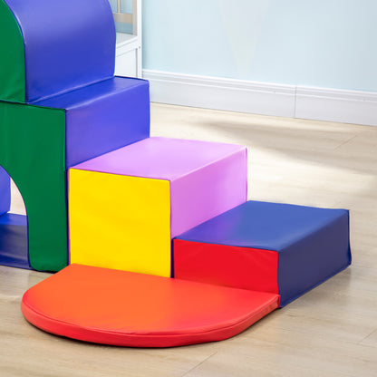 Kids Playset 12-36 Months with 7 Blocks of Various Shapes, Soft PU and EPE Construction, 170x130x40 cm, Multicolored
