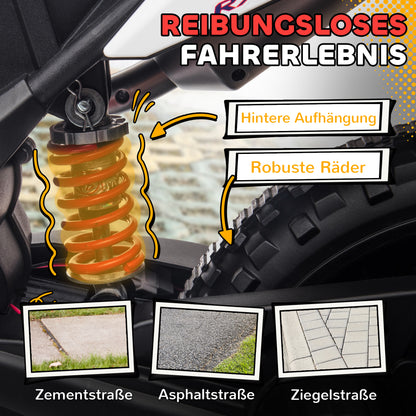 Electric Kids Motorcycle Aprilia Electric Motorcycle with USB, Training Wheels, Music, Headlights, Kids 6 km/h Electric Motorcycle with 2 Training Wheels for Children 3-8 Years Old White