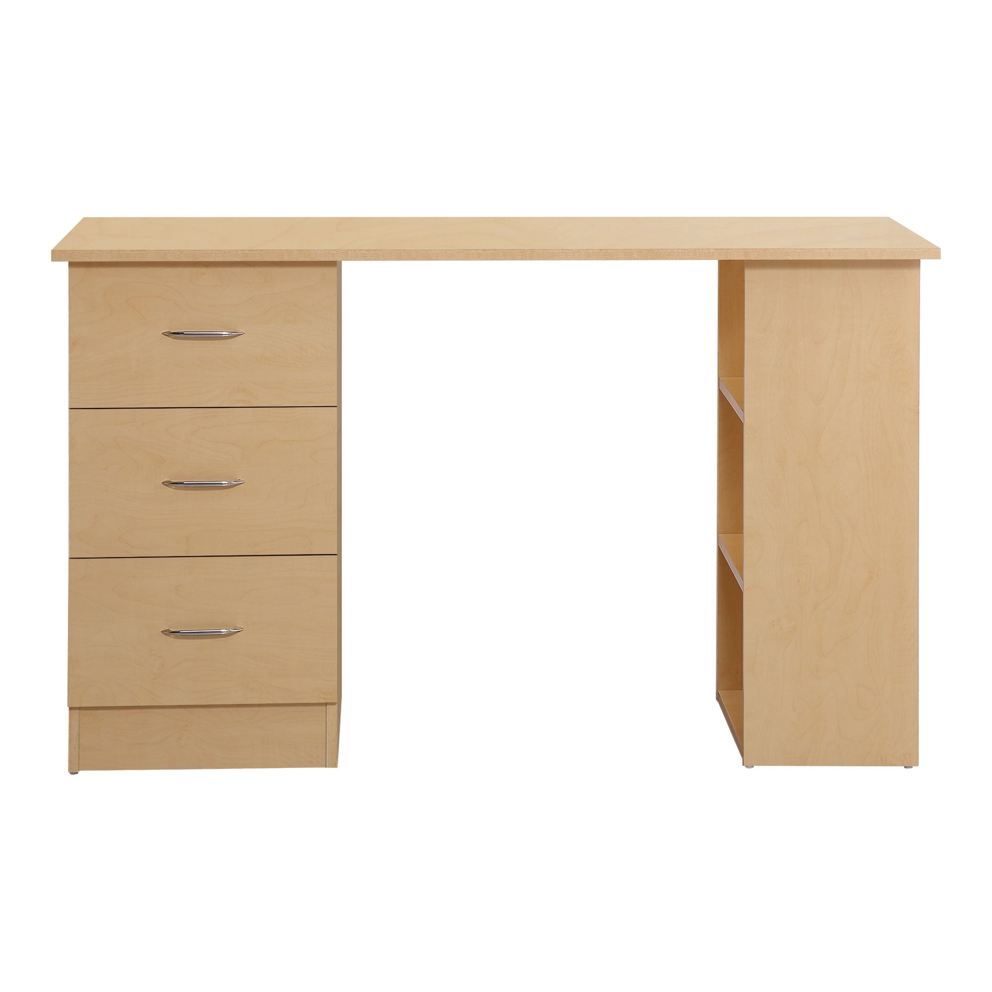 Desk with Storage, Computer Table 120 x 50 cm, Computer Desk with Shelves and Drawers, for Small Spaces, Bedroom, Light Wood Look