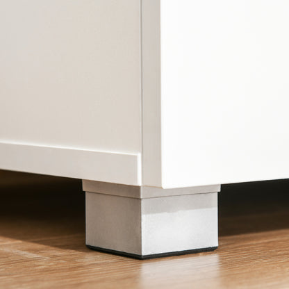 Kitchen Storage Cabinet Microwave Cart Kitchen Sideboard with Drawer Shelves 3 Doors 3 Compartments Anti-Tipping Design for Dining Room 90x40x120 cm White