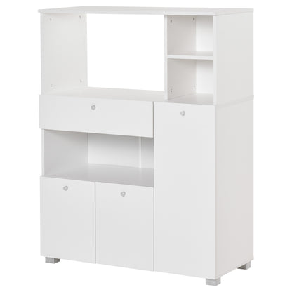Kitchen Storage Cabinet Microwave Cart Kitchen Sideboard with Drawer Shelves 3 Doors 3 Compartments Anti-Tipping Design for Dining Room 90x40x120 cm White