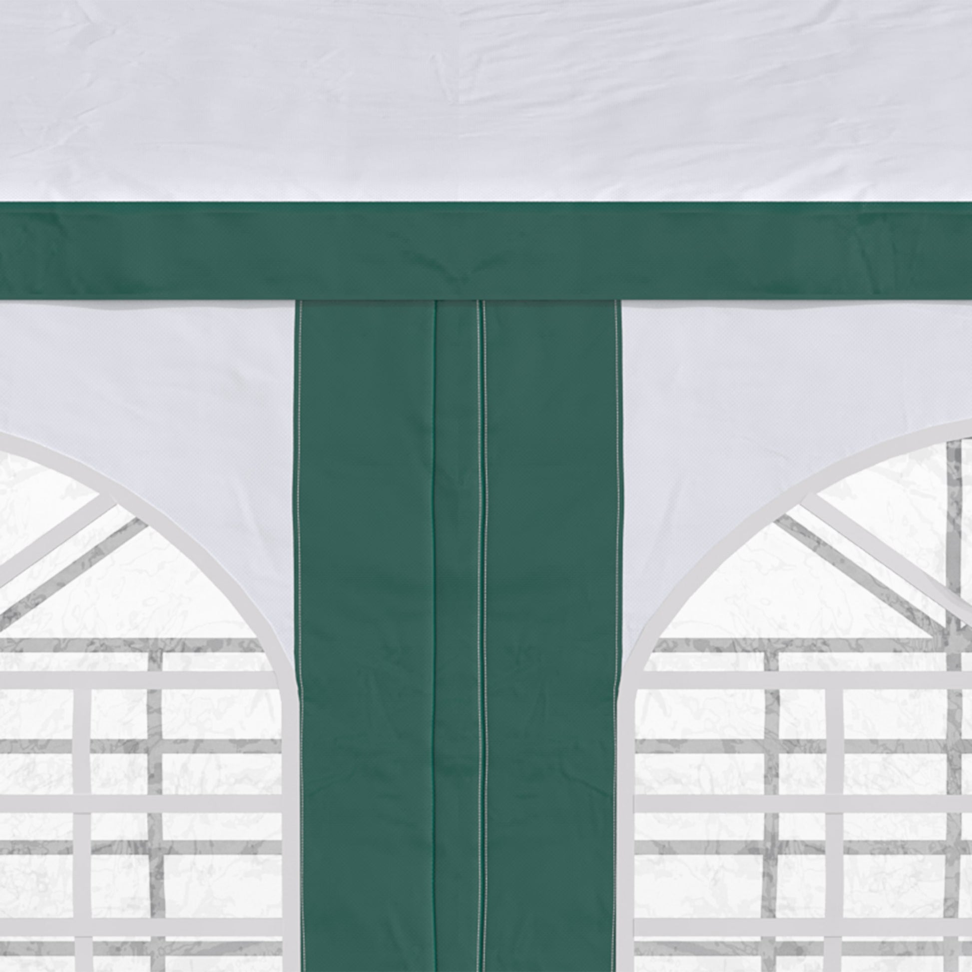 Steel, PE and PVC Garden Party Tent, Gazebo 3x4m for 12 People with Double Entrance, Pegs and Ropes Included, White and Green