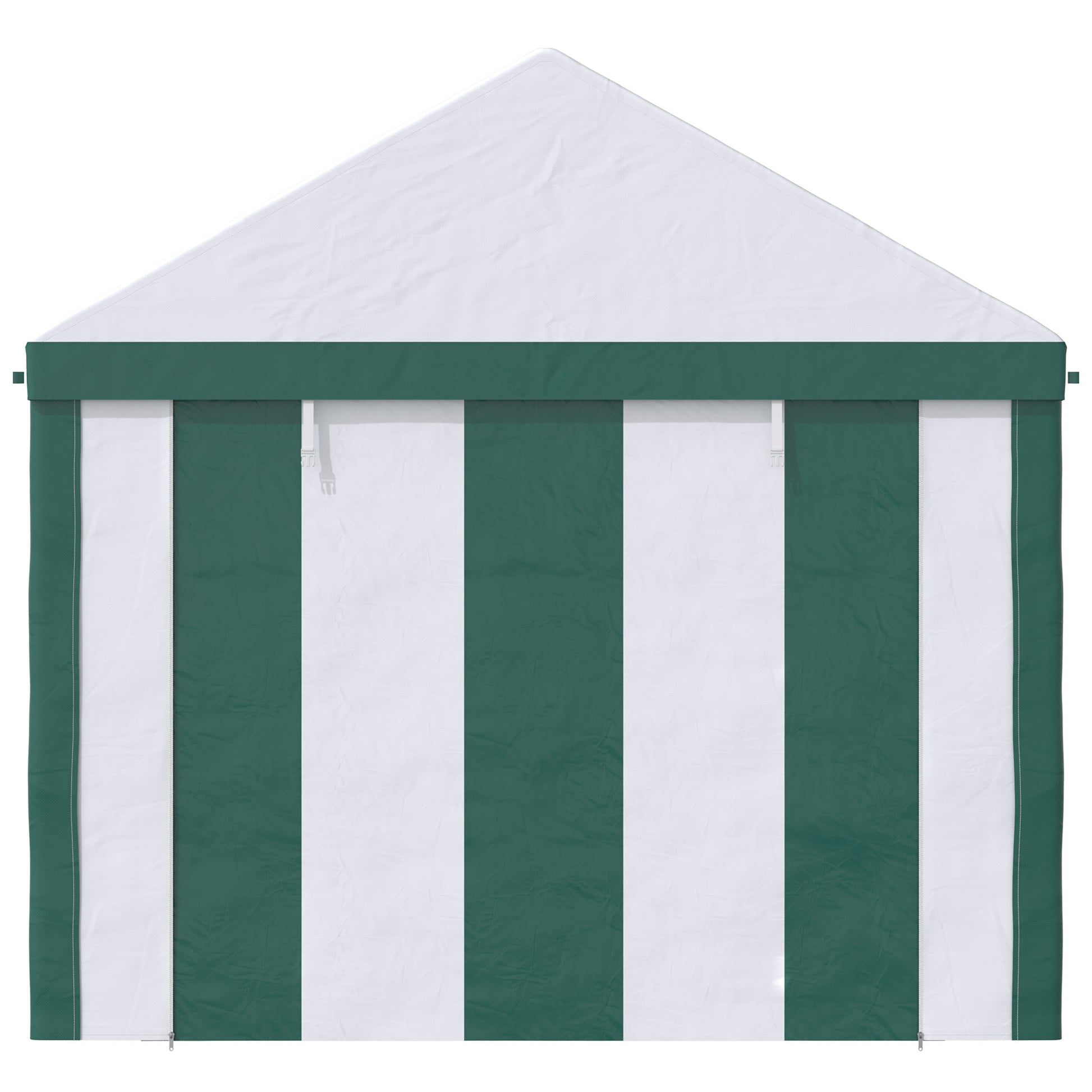 Steel, PE and PVC Garden Party Tent, Gazebo 3x4m for 12 People with Double Entrance, Pegs and Ropes Included, White and Green