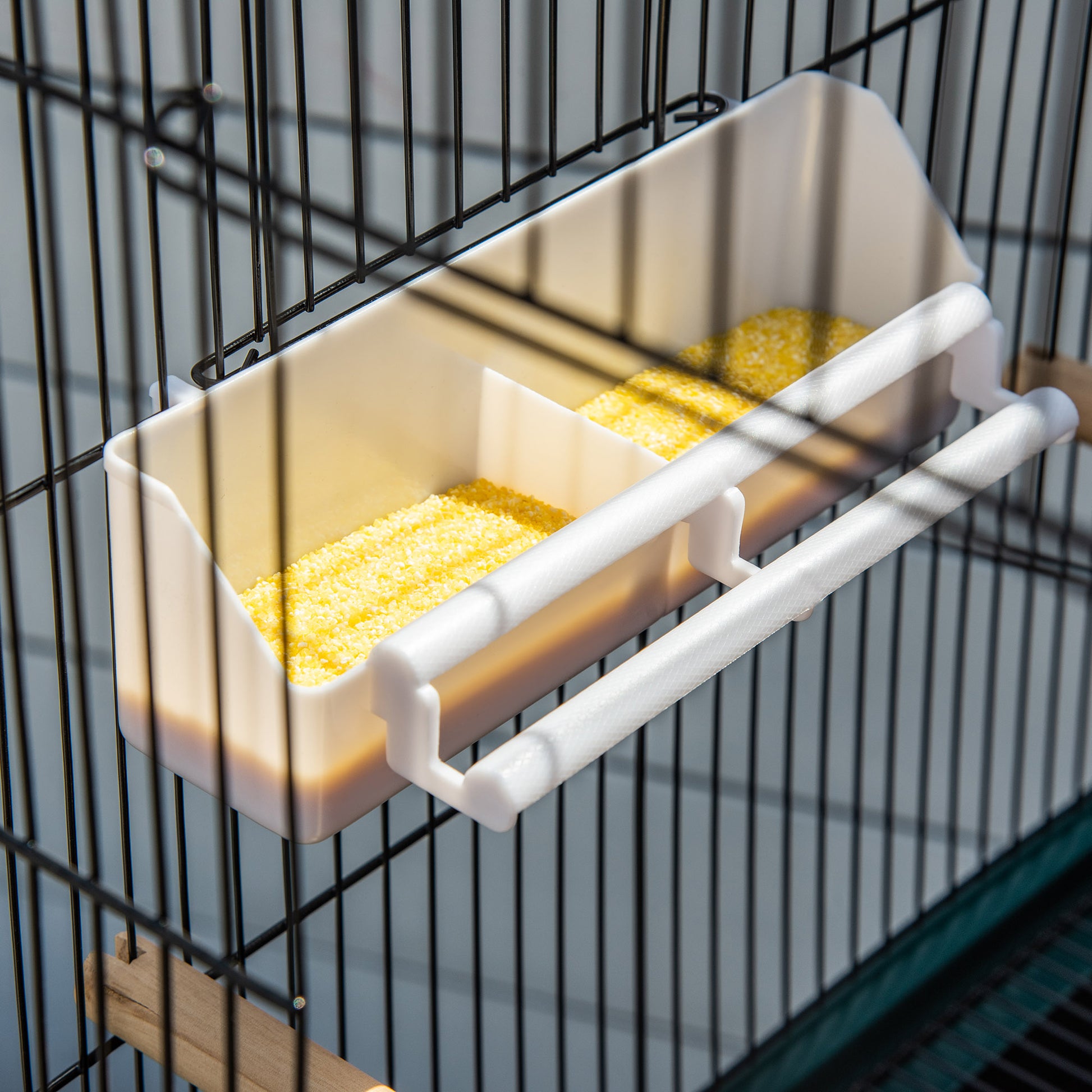 Large Bird Cage on Stand - Double Aviary with Feeders Perches Removable Tray - Wheels - 51.5 x 50 x 140 cm Green Black