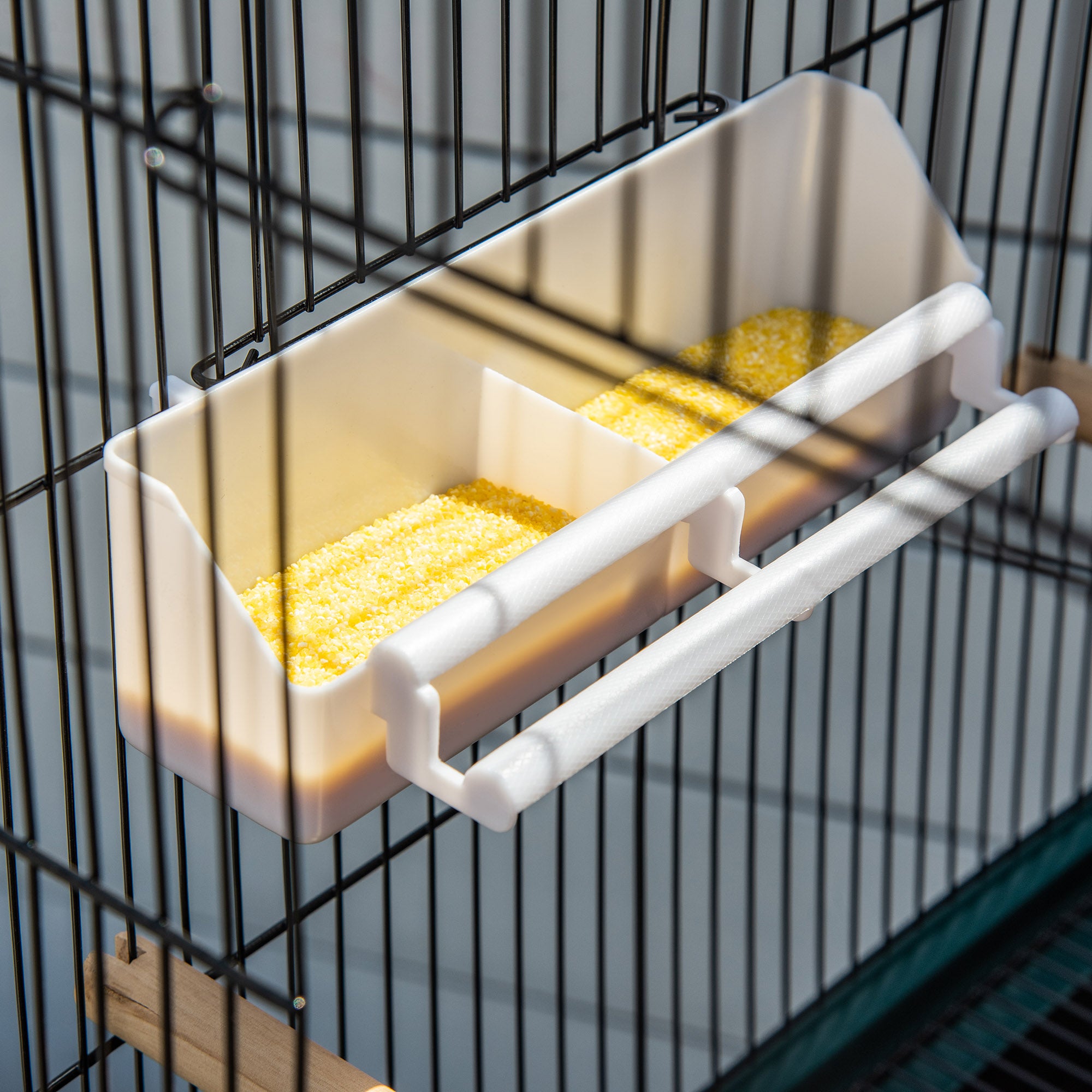 Large Bird Cage on Stand - Double Aviary with Feeders Perches Removable Tray - Wheels - 51.5 x 50 x 140 cm Green Black