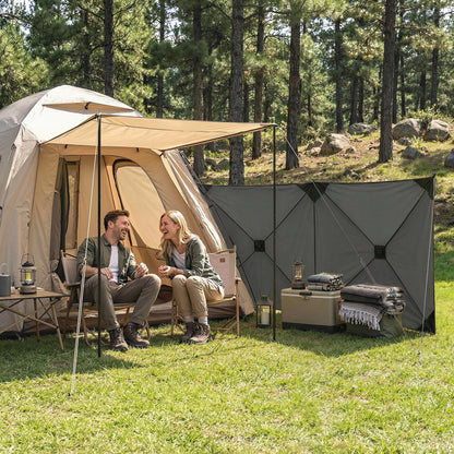 Foldable Windbreak – Camping Privacy Screen with Guy Ropes, Ground Pegs & Carry Bag, 480 x 120 cm (15 ft 9 in x 3 ft 11 in), Dark Gray