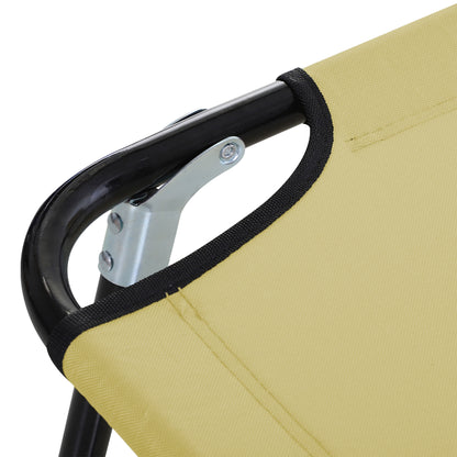 Folding Sun Lounger with 5-Position Adjustable Backrest, Weather-Resistant Camping Sun Lounger, Garden Chair Supports up to 120 kg, for Garden Vacation Outdoor Beach Pool, Cream