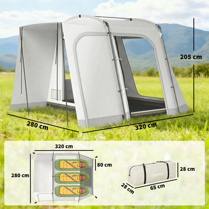 SUV Tailgate Tent for 2–4 People — 2-in-1 Waterproof Tunnel Tent with 4 Doors, Large Window, Porch, Groundsheet & Carry Bag (320 × 280 × 205 cm)