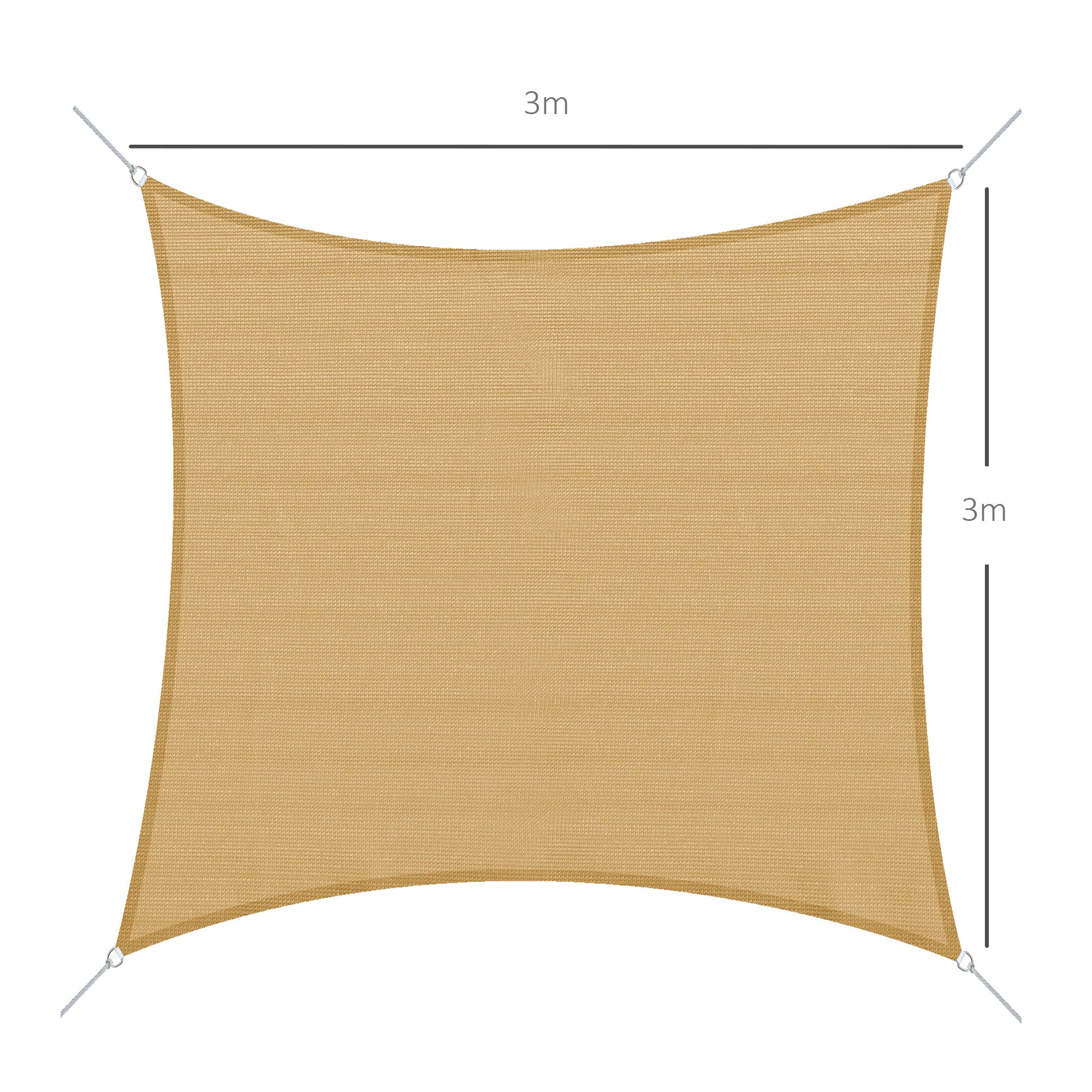 - Square sail canopy (various sizes and colors), size 3x3m, sand color