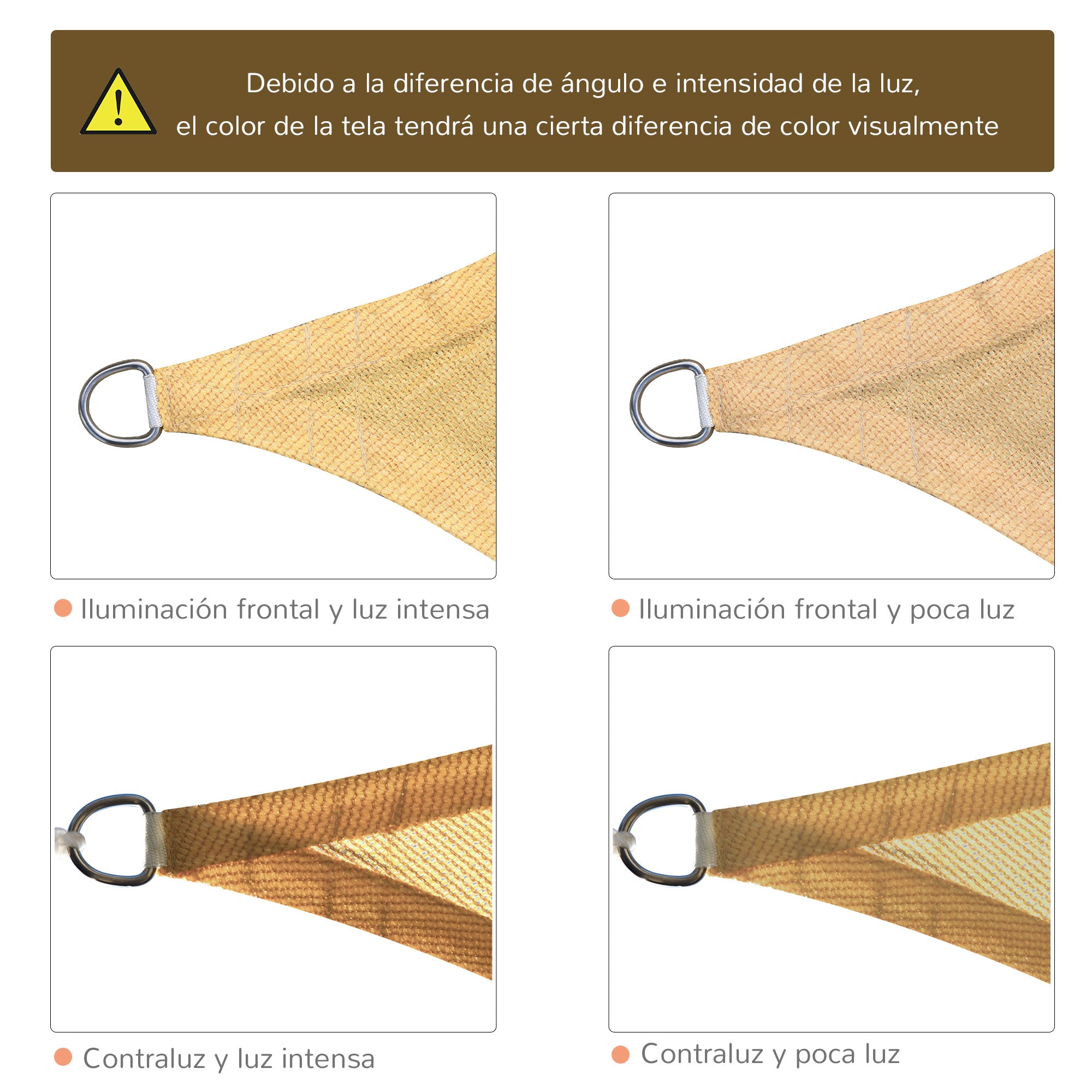 - Square sail canopy (various sizes and colors), size 3x3m, sand color