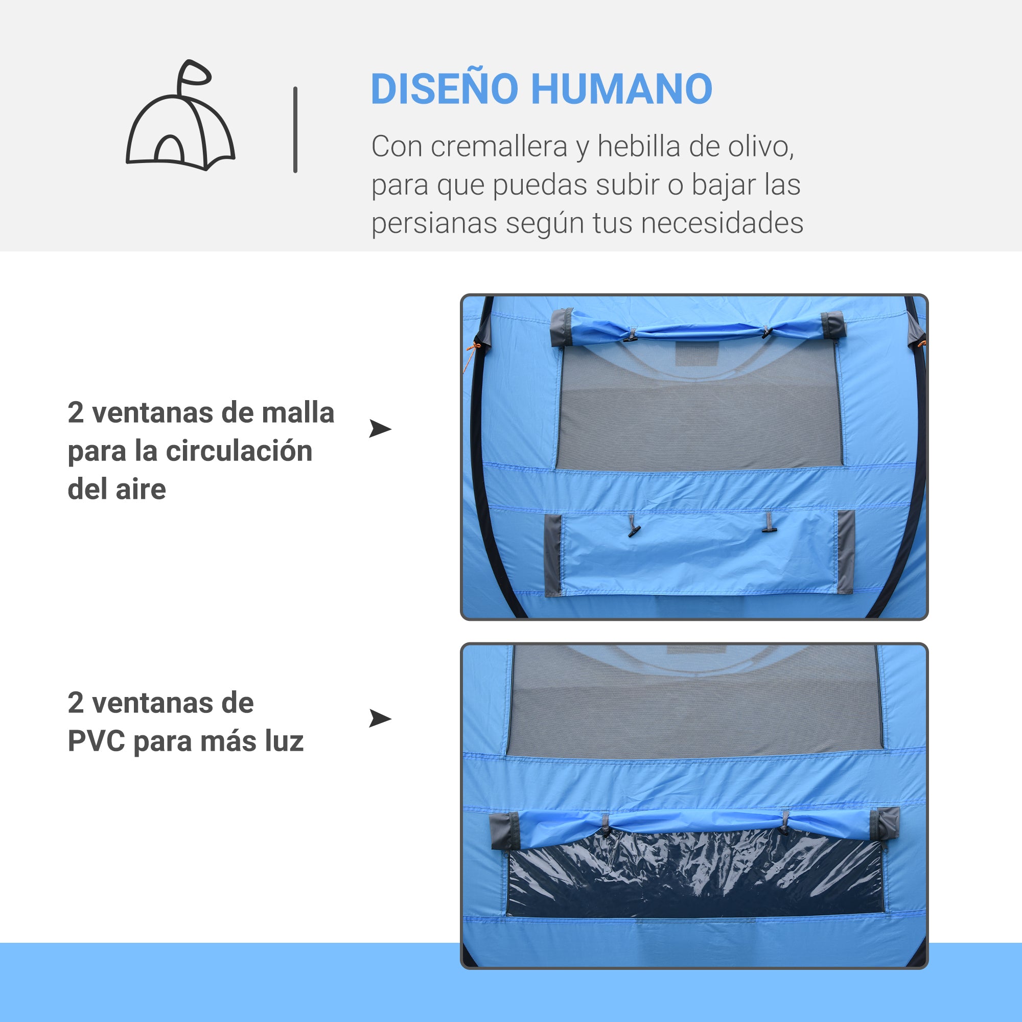 Pop up Camping Tent for 4-5 People Instant Camping Tent with Windows Pockets and Waterproof UV Protection Carry Bag 263.5x220x123 cm Blue
