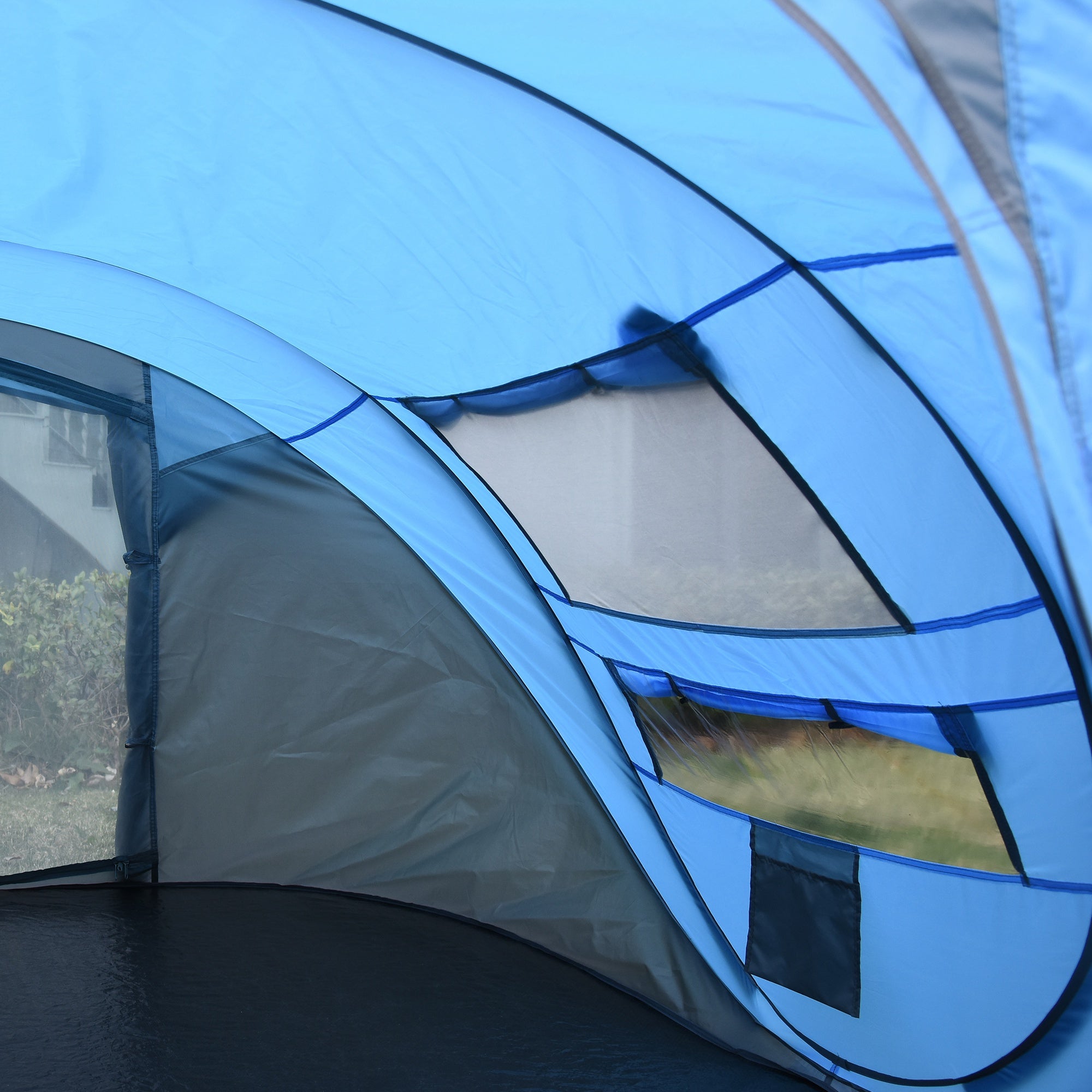 Pop up Camping Tent for 4-5 People Instant Camping Tent with Windows Pockets and Waterproof UV Protection Carry Bag 263.5x220x123 cm Blue
