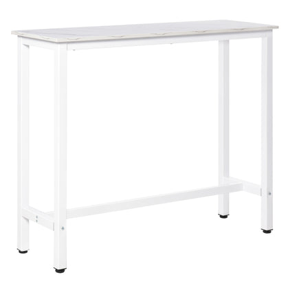 Bar Table High Table with Melamine Countertop Marble Effect and Steel Legs Modern Style for Kitchen Cafeteria Dining Room 120x40x100 cm White