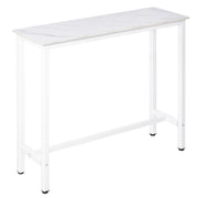 Bar Table High Table with Melamine Countertop Marble Effect and Steel Legs Modern Style for Kitchen Cafeteria Dining Room 120x40x100 cm White