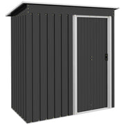 Garden Exterior Shed 1.16 m² 163x89x182 cm Metal Garden Shed with Sliding Door and Sloped Roof Outdoor Cabinet for Garden Terrace Patio Black