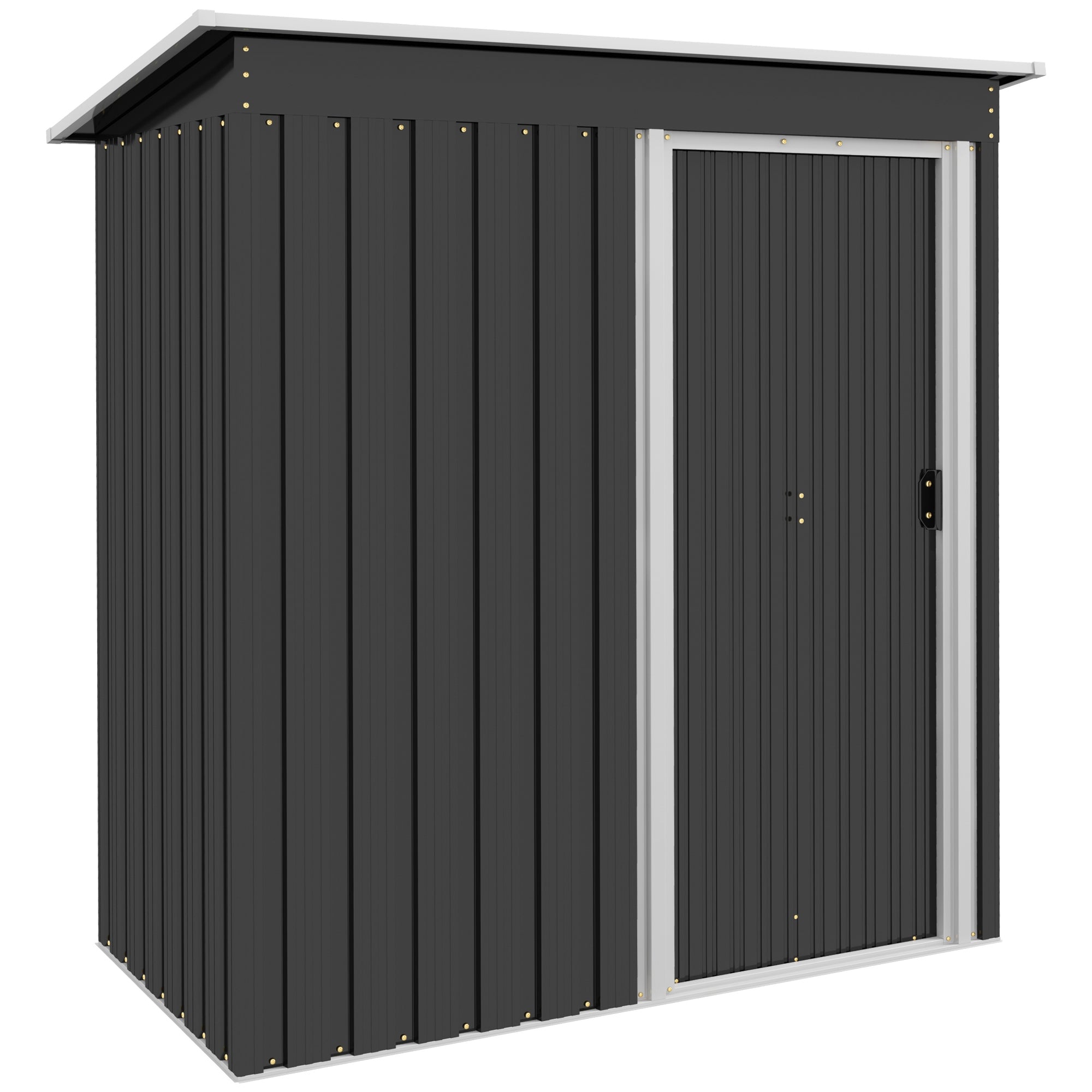 Garden Exterior Shed 1.16 m² 163x89x182 cm Metal Garden Shed with Sliding Door and Sloped Roof Outdoor Cabinet for Garden Terrace Patio Black