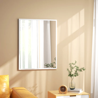 Rectangular Mirror Bathroom Mirror 70x90 cm Decorative Wall Mirror for Living Room Entryway Hallway Horizontal or Vertical White