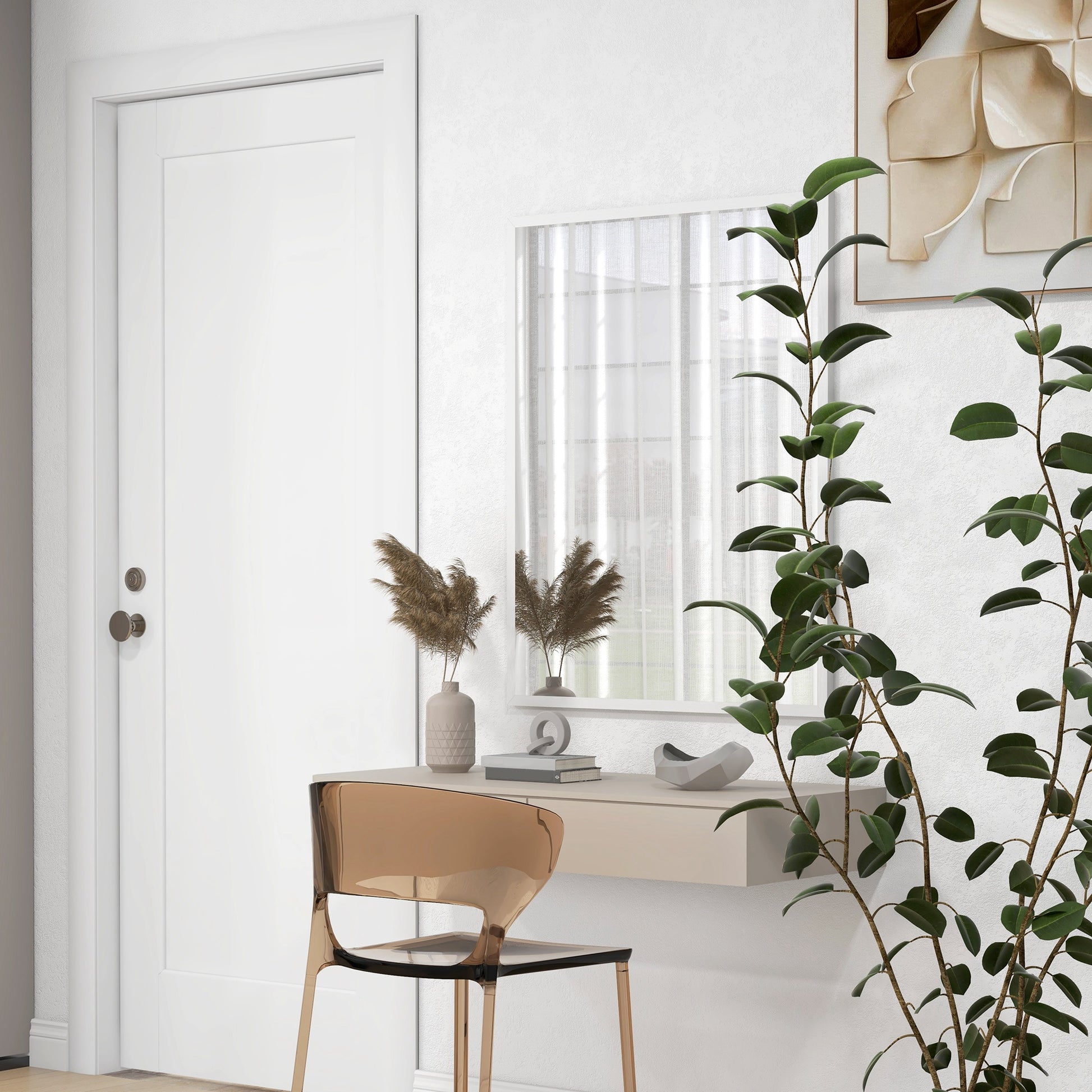 Rectangular Mirror Bathroom Mirror 70x90 cm Decorative Wall Mirror for Living Room Entryway Hallway Horizontal or Vertical White