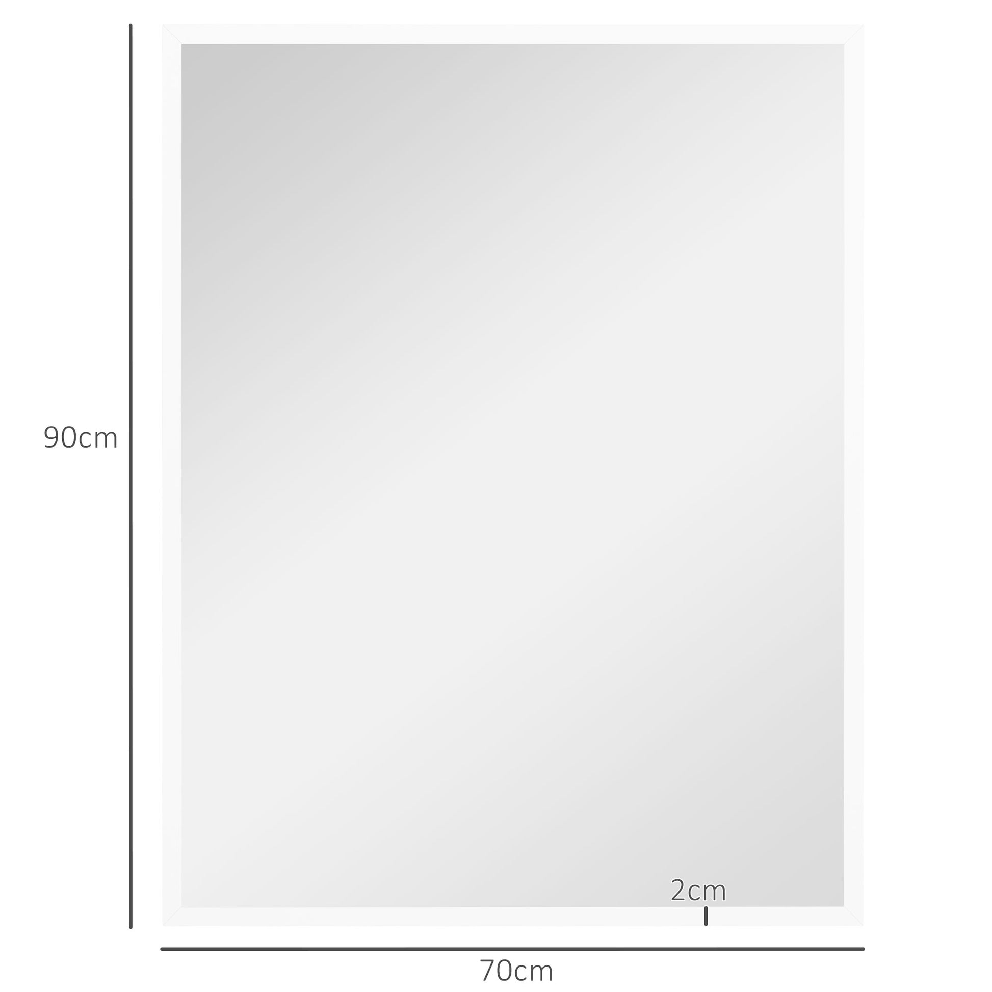Rectangular Mirror Bathroom Mirror 70x90 cm Decorative Wall Mirror for Living Room Entryway Hallway Horizontal or Vertical White
