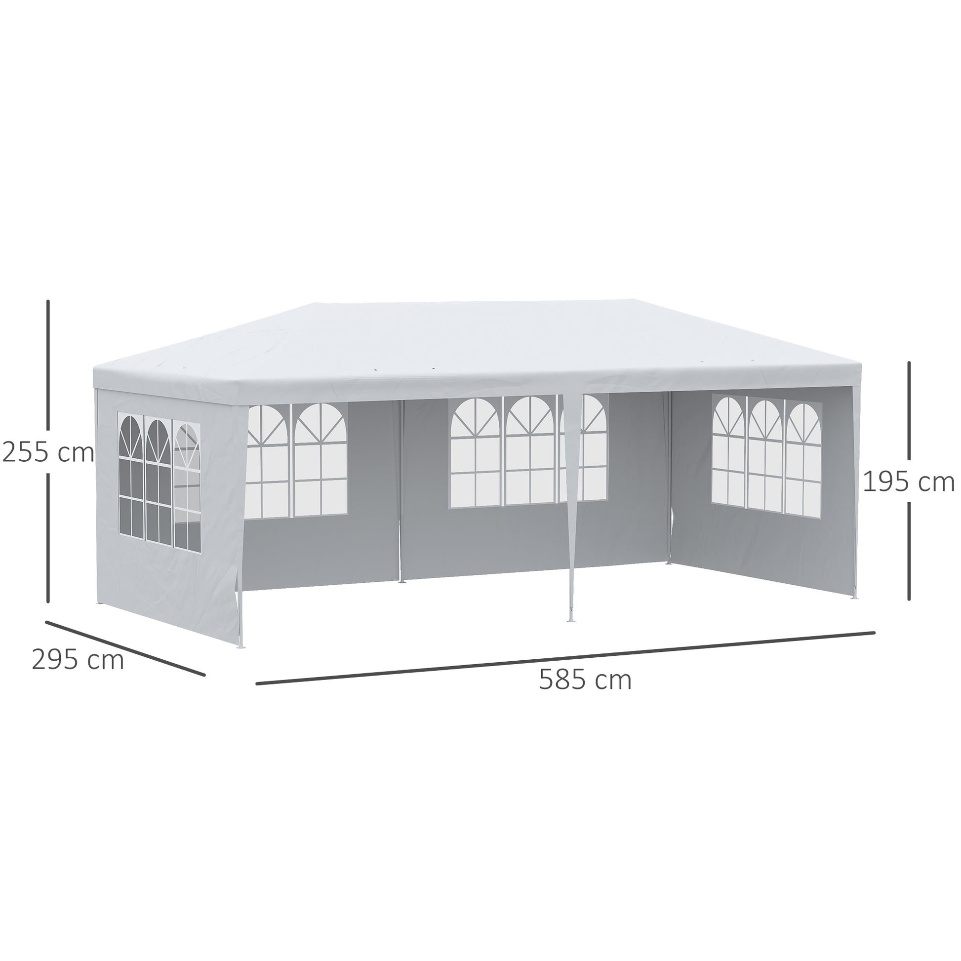 Garden Gazebo with Detachable Sides 6x3 m Canopy Pavilion with 4 Transparent Windows 12 Drainage Holes and Anti-UV Steel Frame Waterproof Outdoor Terrace Canopy White