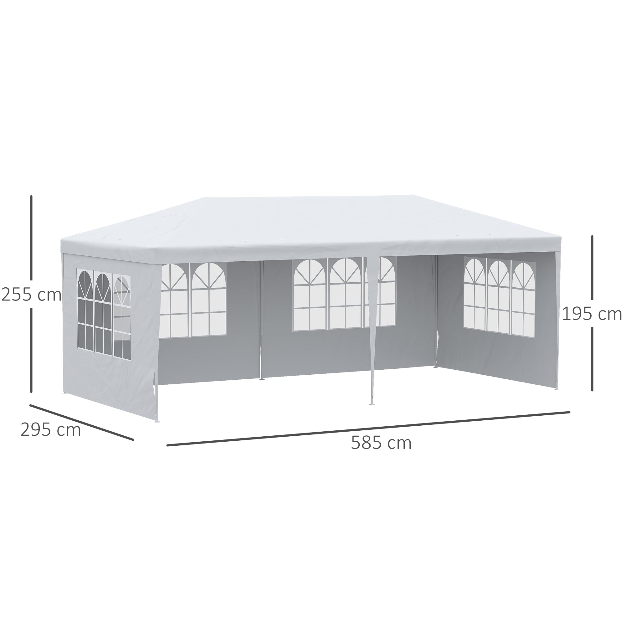 Garden Gazebo with Detachable Sides 6x3 m Canopy Pavilion with 4 Transparent Windows 12 Drainage Holes and Anti-UV Steel Frame Waterproof Outdoor Terrace Canopy White
