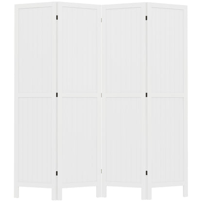 Wooden Room Divider Interior Partition Foldable 4 Panels Wood 160 x 170 cm White