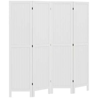 Wooden Room Divider Interior Partition Foldable 4 Panels Wood 160 x 170 cm White