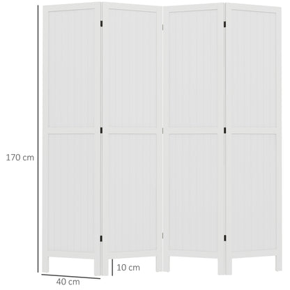 Wooden Room Divider Interior Partition Foldable 4 Panels Wood 160 x 170 cm White