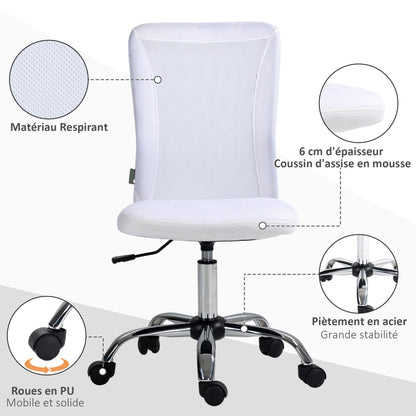 Ergonomic Office Chair Adjustable Height Manager Chair 360° Swivel White Mesh Upholstery