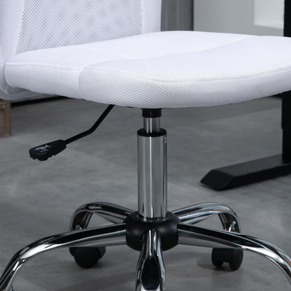Ergonomic Office Chair Adjustable Height Manager Chair 360° Swivel White Mesh Upholstery