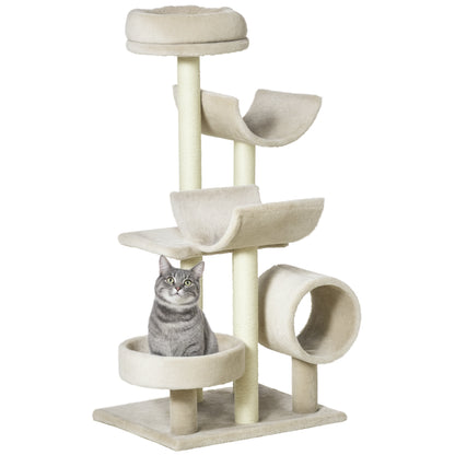 Cat Tree Cat Scratching Post Cat Climbing Tree Scratching Toy Tunnel Beige L50 x W40 x H105 cm