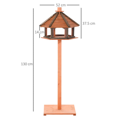 Birdhouse with Stand Weatherproof Bird Feeder House with Weatherproof Roof Wooden Bird Feeder for Wild Birds Ø52 x 130H cm Natural