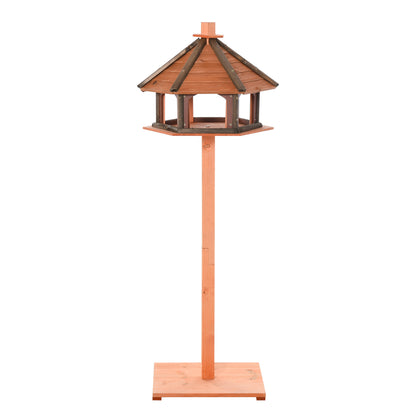 Birdhouse with Stand Weatherproof Bird Feeder House with Weatherproof Roof Wooden Bird Feeder for Wild Birds Ø52 x 130H cm Natural