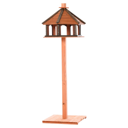 Birdhouse with Stand Weatherproof Bird Feeder House with Weatherproof Roof Wooden Bird Feeder for Wild Birds Ø52 x 130H cm Natural