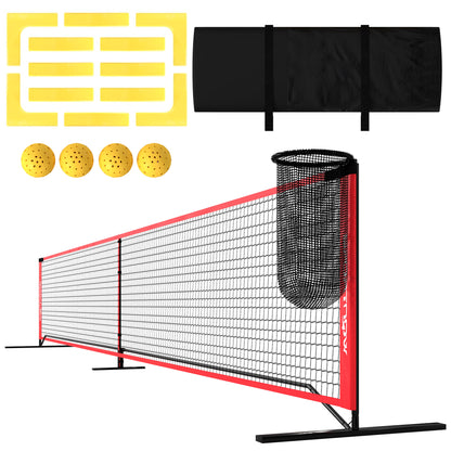 SPORTNOW Pickleball Net Portable Set 6.7m Pickleball System with Net, Court Marker Set, Ball Collector, Four Balls, and Carrying Bag for Outdoor, Driveway