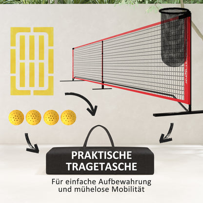 SPORTNOW Pickleball Net Portable Set 6.7m Pickleball System with Net, Court Marker Set, Ball Collector, Four Balls, and Carrying Bag for Outdoor, Driveway
