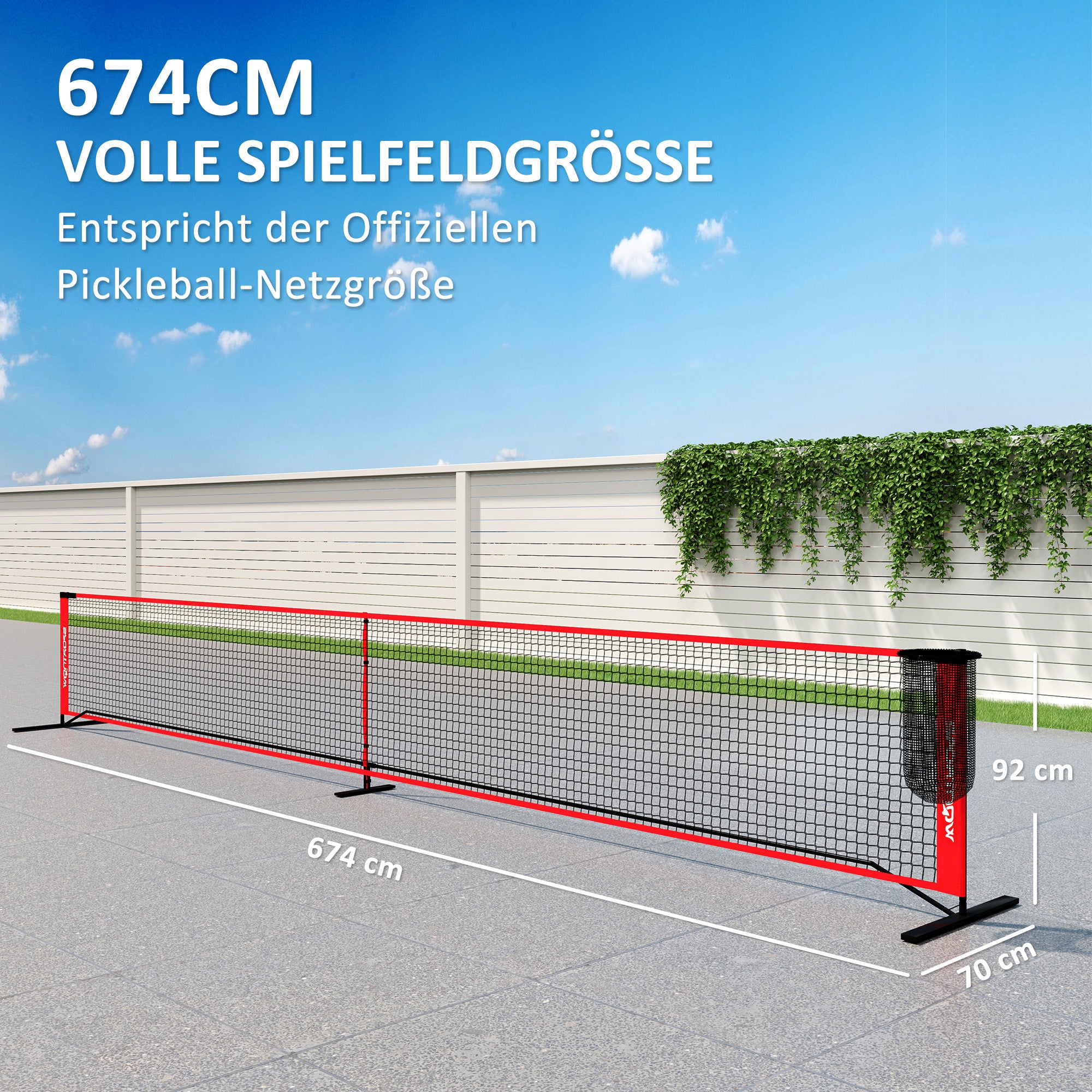 SPORTNOW Pickleball Net Portable Set 6.7m Pickleball System with Net, Court Marker Set, Ball Collector, Four Balls, and Carrying Bag for Outdoor, Driveway