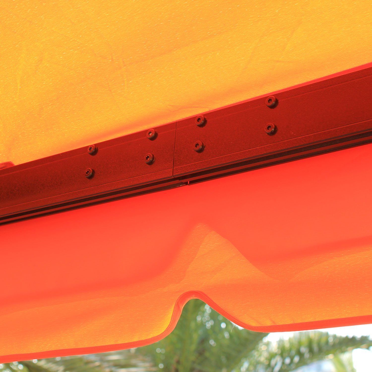 Garden Gazebo 4x3 m with Mosquito Net and Sunshade Curtains, Double Roof Outdoor Gazebo with Anti-UV Polyester Cover and Aluminum Alloy Frame, Orange