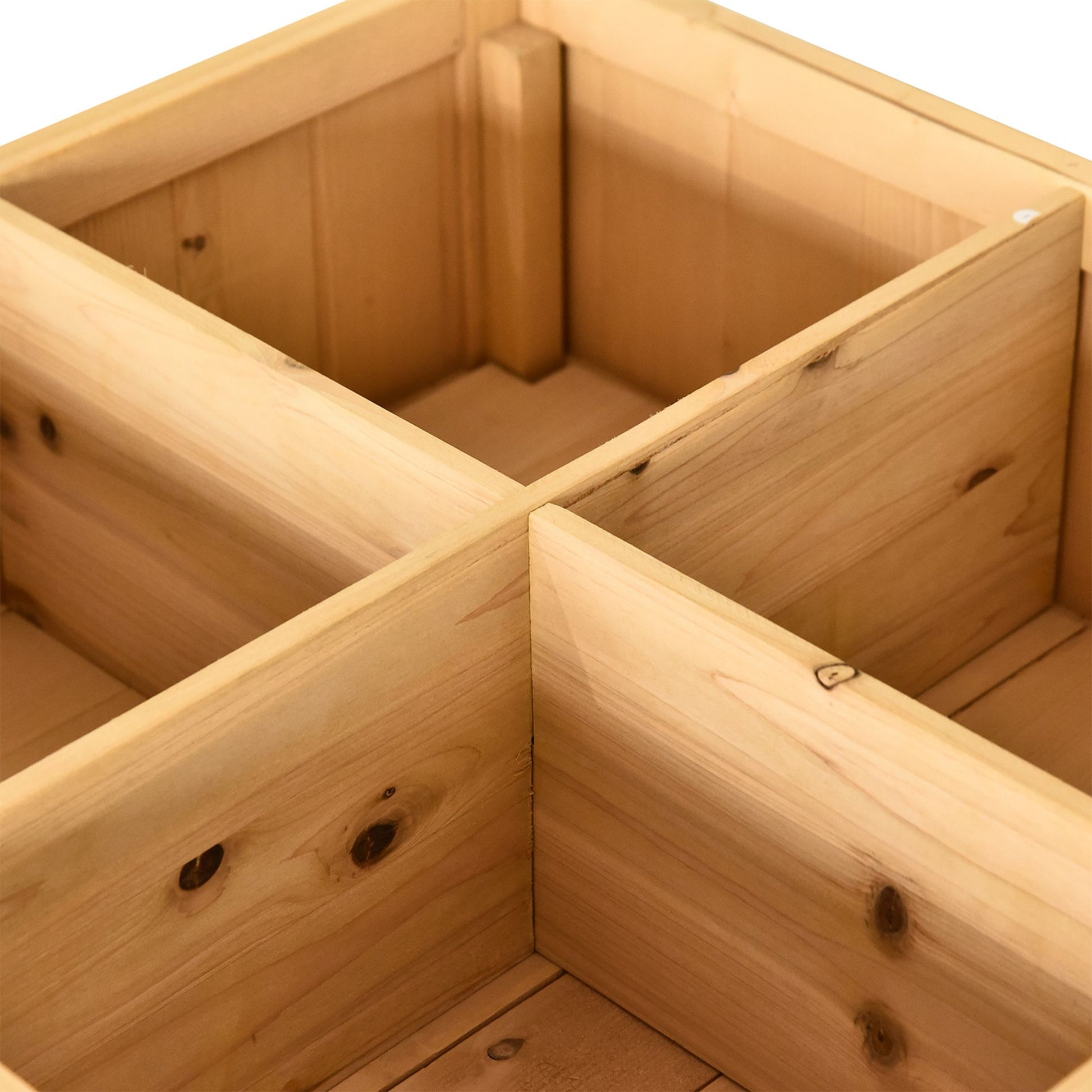 Planting Table Raised Garden Bed Planter Box Seedling Table 8 Compartments Drainage Shelf Solid Pine Natural Wood 43.3 x 18.1 x 29.9 inches