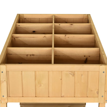 Planting Table Raised Garden Bed Planter Box Seedling Table 8 Compartments Drainage Shelf Solid Pine Natural Wood 43.3 x 18.1 x 29.9 inches