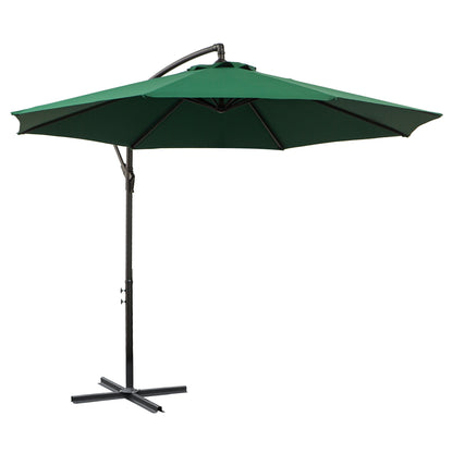 Cantilever Umbrella Ø300 cm Adjustable Sun Protection Umbrella with UV Protection Crank Umbrella with Stand, Crank Mechanism, Market Umbrella Garden Umbrella Sun Protection for Balcony Garden Terrace Green