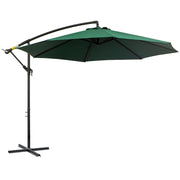 Cantilever Umbrella Ø300 cm Adjustable Sun Protection Umbrella with UV Protection Crank Umbrella with Stand, Crank Mechanism, Market Umbrella Garden Umbrella Sun Protection for Balcony Garden Terrace Green
