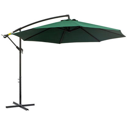 Cantilever Umbrella Ø300 cm Adjustable Sun Protection Umbrella with UV Protection Crank Umbrella with Stand, Crank Mechanism, Market Umbrella Garden Umbrella Sun Protection for Balcony Garden Terrace Green