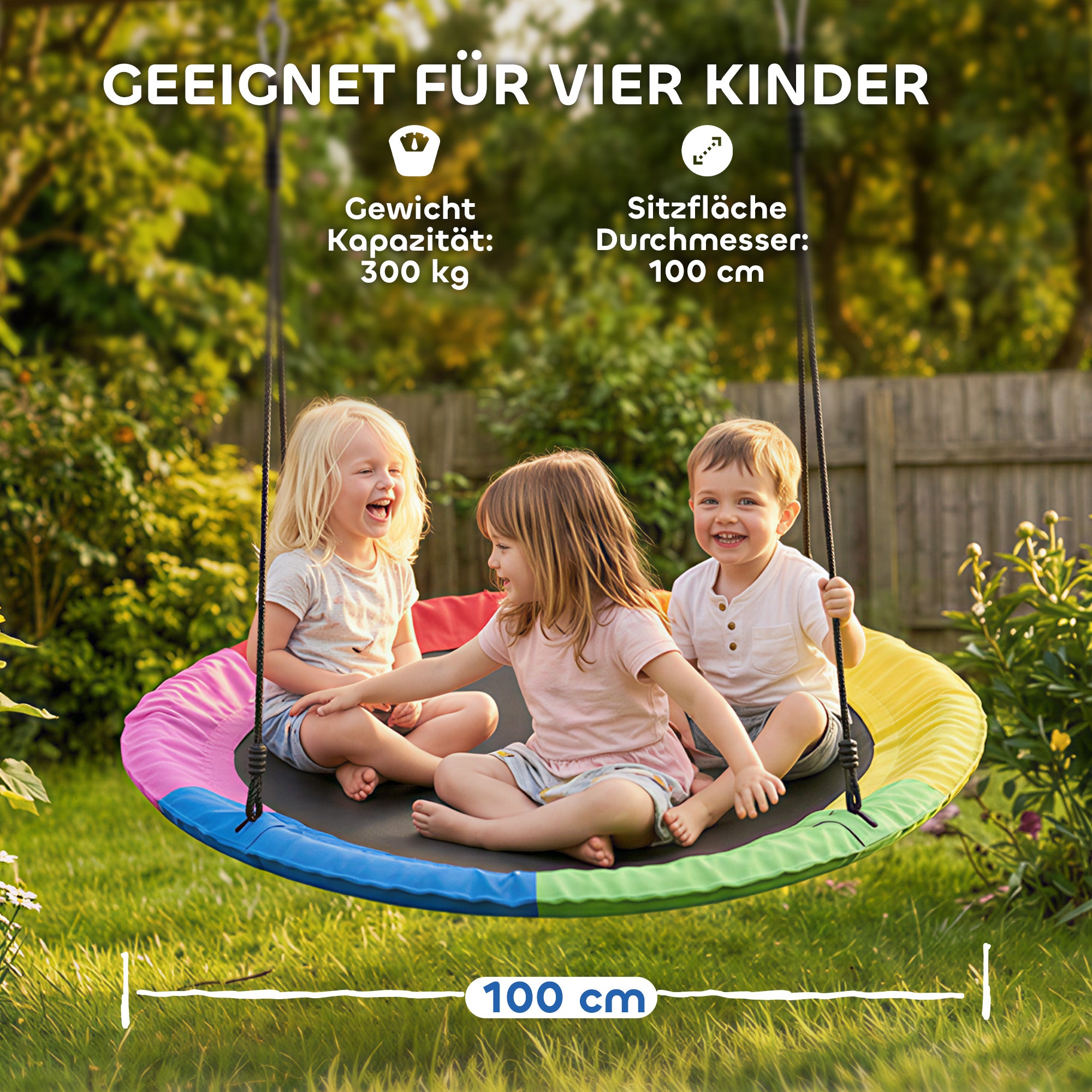 39.4" Adjustable Nest Swing Ø100 cm — Heavy-Duty Hanging Swing for Kids & Adults, Up to 661 lb, Indoor/Outdoor, Multicolor