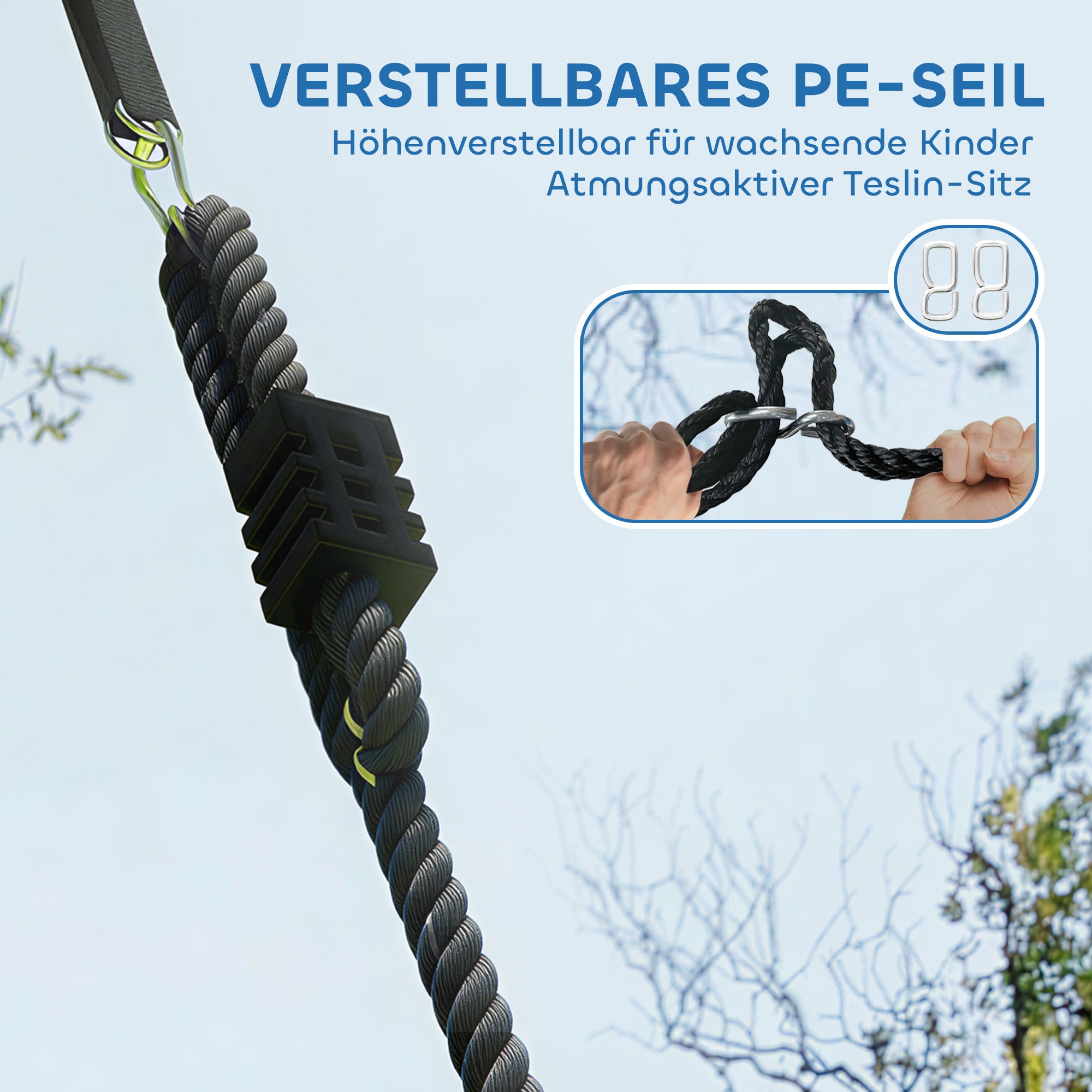 39.4" Adjustable Nest Swing Ø100 cm — Heavy-Duty Hanging Swing for Kids & Adults, Up to 661 lb, Indoor/Outdoor, Multicolor
