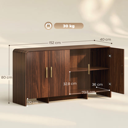 Modern Sideboard, 59.8 in Buffet Cabinet with 4 Storage Compartments, Soft-Close Doors, TV Stand for TVs up to 72 in, Walnut Brown