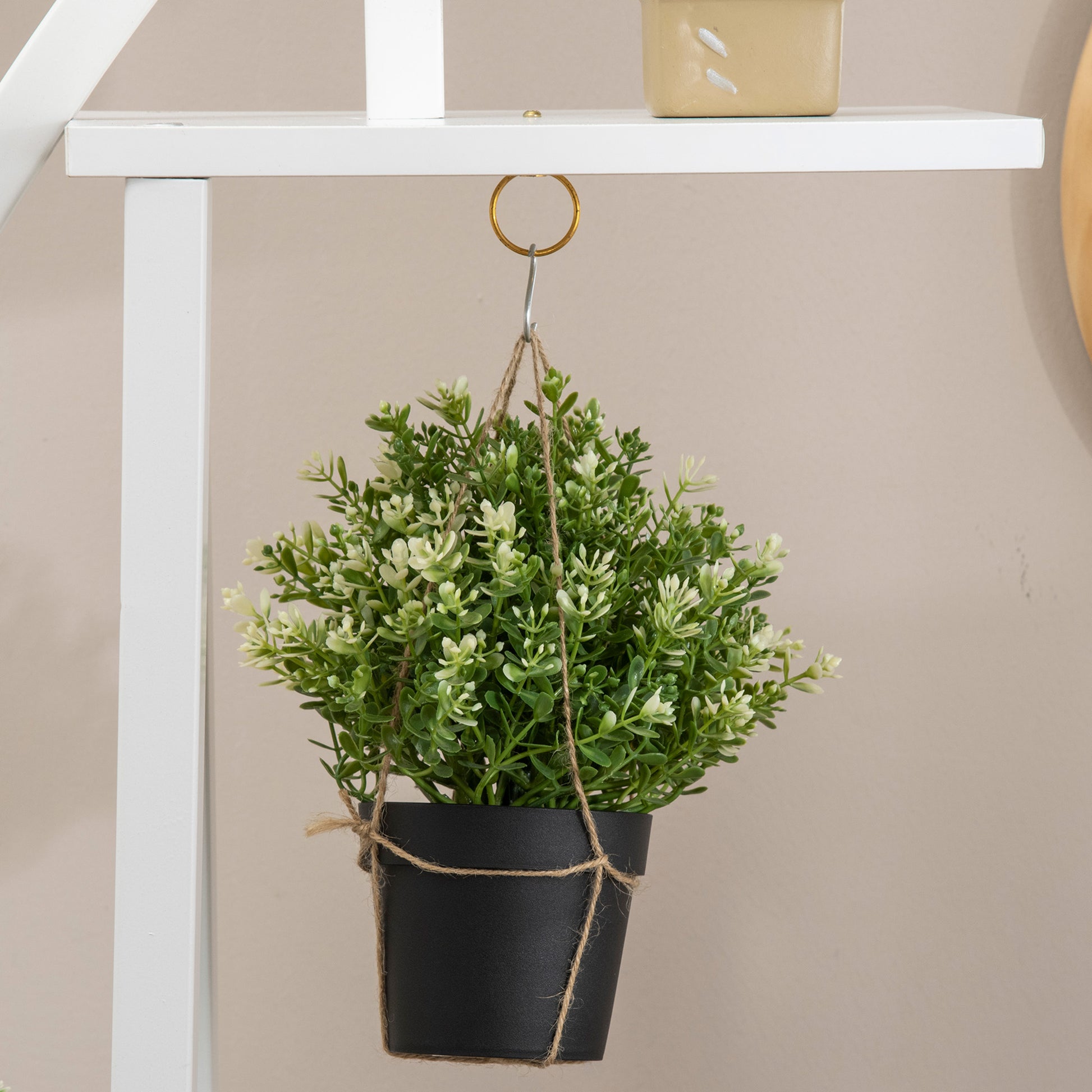 5-Tier Half-Moon Plant Stand, Flower Stand for Indoor and Outdoor in MDF and Steel, 50x30x160 cm, White