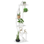 5-Tier Half-Moon Plant Stand, Flower Stand for Indoor and Outdoor in MDF and Steel, 50x30x160 cm, White