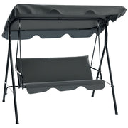 Hollywood Swing with Seat Cushion, 3-Seater Garden Swing with Adjustable Sunshade, Swing Bench Holds up to 240 kg, for Garden, Terrace, 172 x 110 x 153 cm, Gray