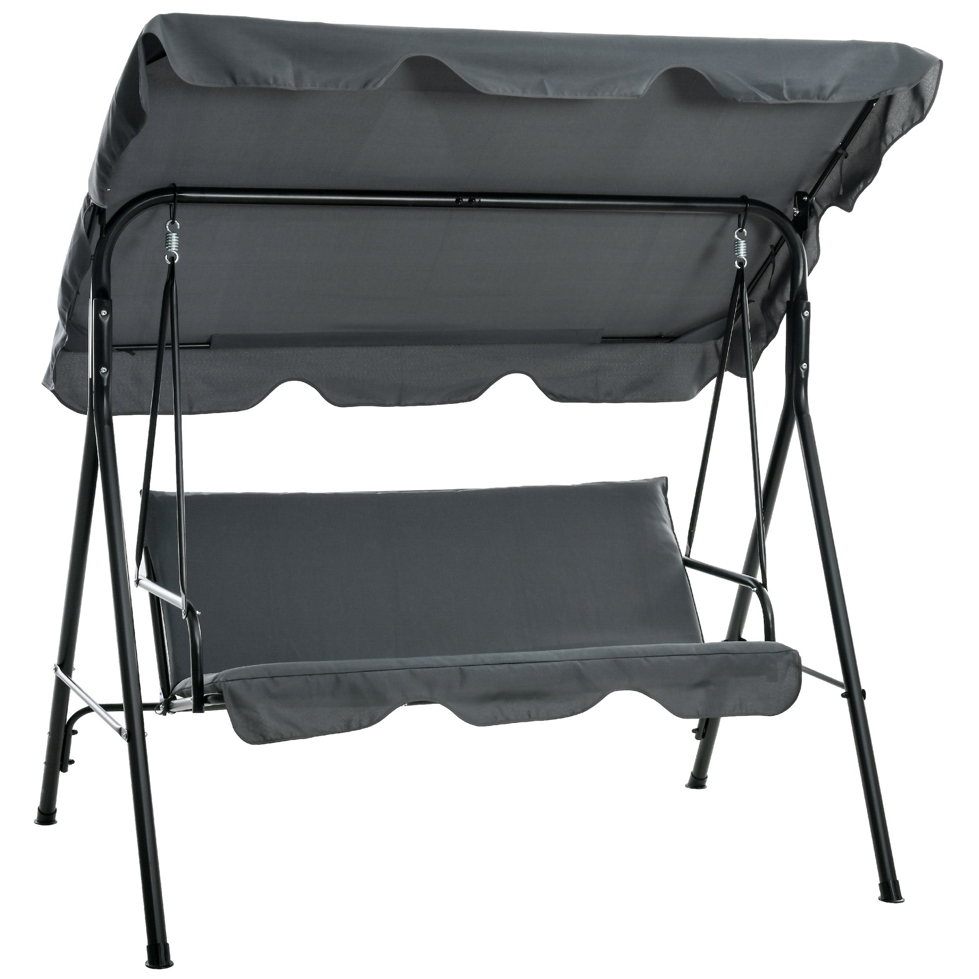 Hollywood Swing with Seat Cushion, 3-Seater Garden Swing with Adjustable Sunshade, Swing Bench Holds up to 240 kg, for Garden, Terrace, 172 x 110 x 153 cm, Gray